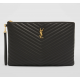 Monogram YSL Large Chevron Quilted Flat Wristlet Pouch Bag