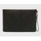 Monogram YSL Large Chevron Quilted Flat Wristlet Pouch Bag